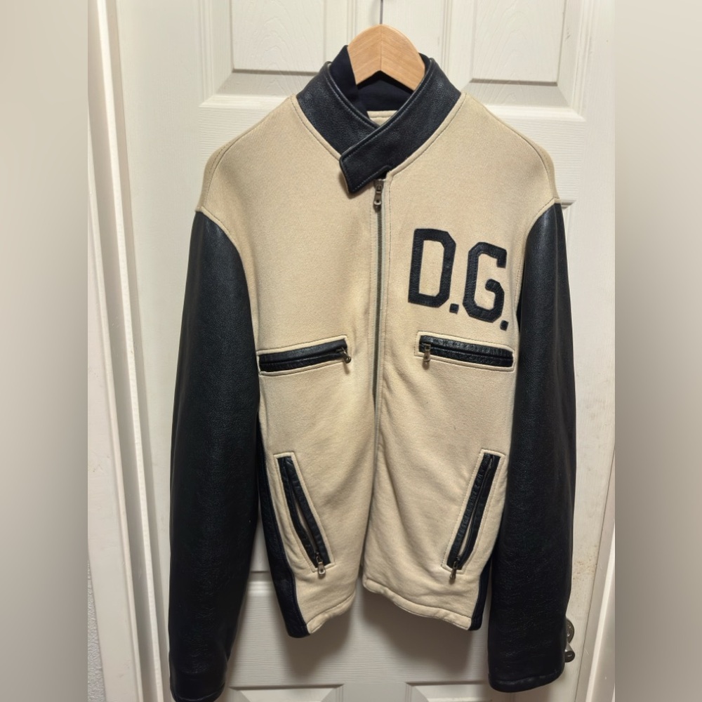 Dolce and Gabbana Leather/cotton motorcycle jacket
